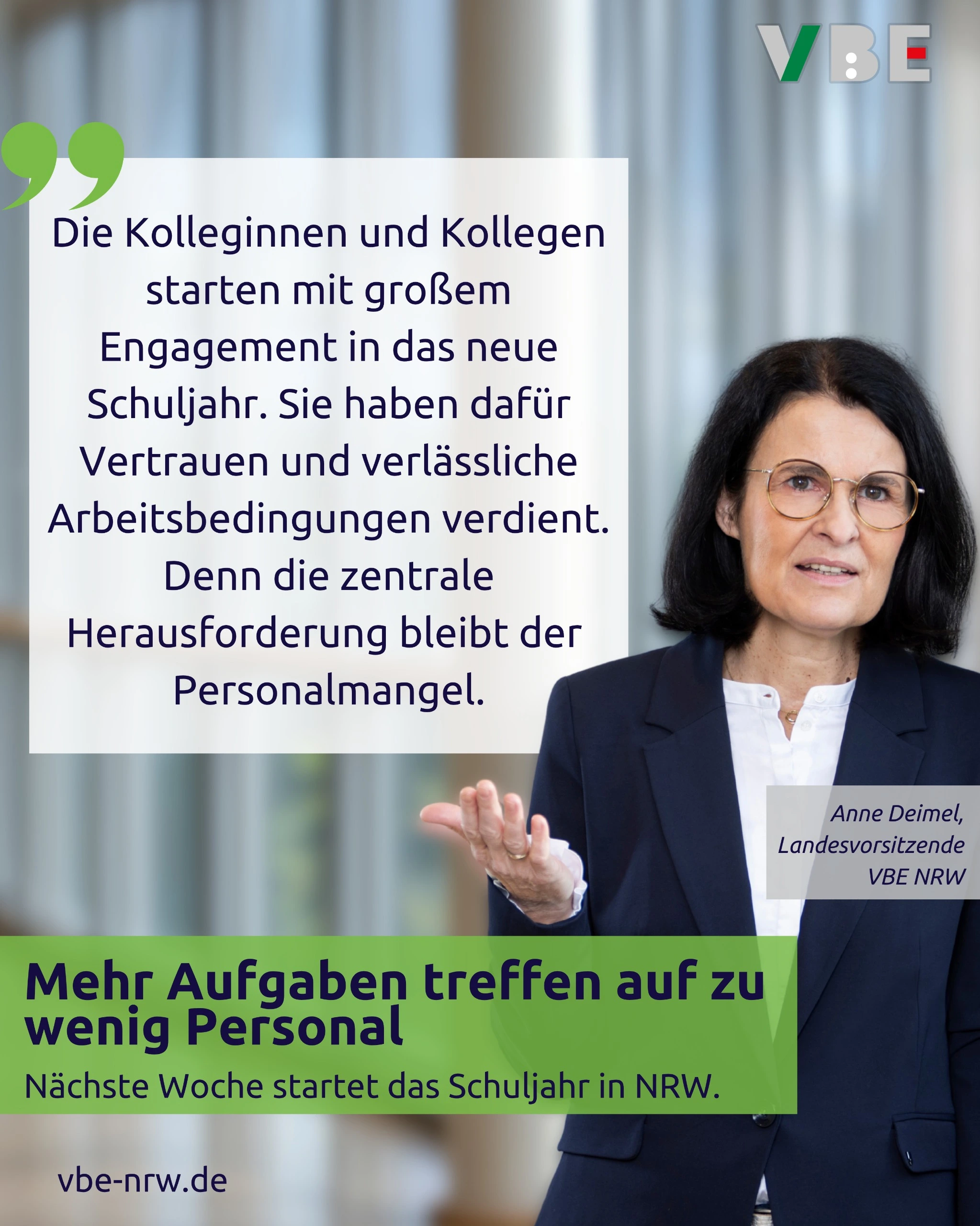 VBE zum Schulstart: Mehr Aufgaben treffen auf zu wenig Personal