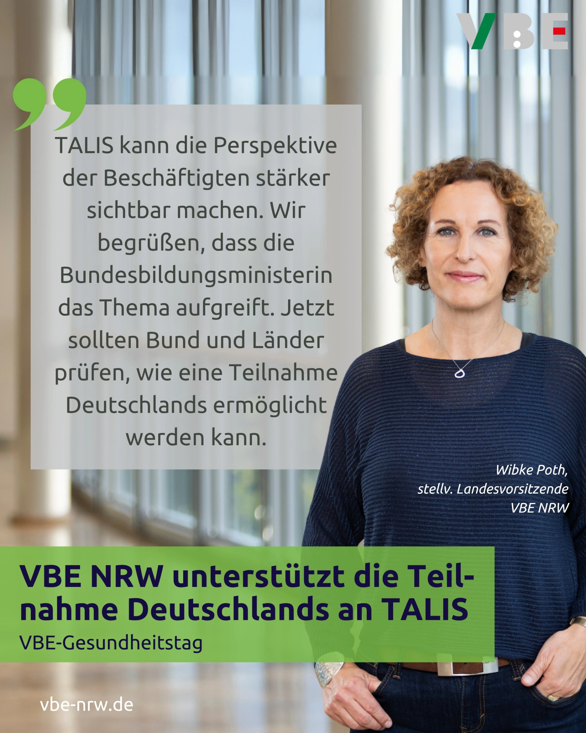 VBE NRW unterstützt Teilnahme Deutschlands an der internationalen TALIS-Studie